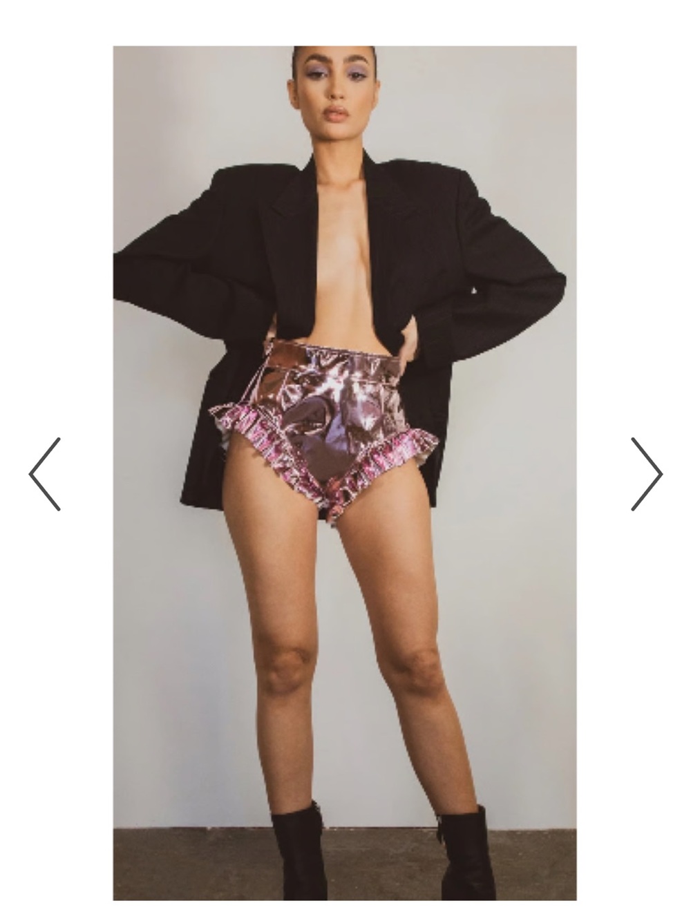 Char Metallic Pink Ruffle High-Waist Shorts